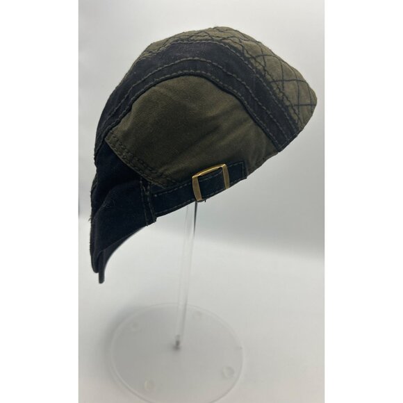 Flat Cap Mens L Retro Style Summer Black & Olive Newsboy Six Pence Patchwork - Picture 3 of 5